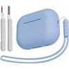 KOKOKA Custodia Case Compatibile con AirPods Pro 2/1 2023/2022/2019 con Kit di Pulizia e Cordino in Silicone, Case Cover Protettiva Premium in Silicone per AirPods Pro 2a/1a Generazione, Sky Blue