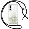 Yoedge Cover con Cordino per Samsung Galaxy A55 5G 6,5, Aesthetic Disegni Fiori Custodia Trasparente con Collana Tracolla Laccio Collo, Sottile Silicone PC Antiurto Protettiva Case per Samsung A55,02