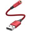 MOSWAG Adattatore audio jack per cuffie da USB a 3,5 mm da 20 cm, supporto per cuffie da USB a 3,5 poli TRRS a 4 poli, scheda audio stereo esterna per PC, laptop, PS4, Mac ecc.