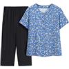 Generic Cardigan Estivo da Donna a Maniche Corte Top da Donna Allentato di Mezza età e Camicia per Anziani in Cotone e in Due Pezzi Completo Morbido (Blue, XXL)