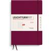 LEUCHTTURM1917 370640 Agenda settimanale e taccuino 2025, Composition B5 copertina rigida - Agenda da 12 mesi, a righe - Port Red, inglese