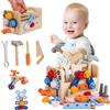 RZMZBY 37 pezzi Set di giocattoli in legno per bambini, set di attrezzi per bambini, strumenti della saggezza montessoriana, banco di lavoro per bambini