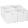 Relaxdays Scatola Portaoggetti, Set 4 Box Cubo da Scaffale, HLP 30 x 30 x 30 cm, Portagiochi Pieghevole, Stoffa, Bianco, Poliestere