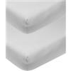 Meyco Baby Uni lenzuolo per culla in confezione da 2 pezzi (lenzuolo in morbido jersey di qualità, perfetta vestibilità grazie all'elastico integrale, dimensioni: 60 x 120 cm), grigio chiaro