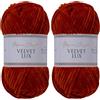 Utopia Crafts Velvet Lux - Filato di ciniglia super morbido per maglieria e uncinetto, 100 g - 110 m (Arancione Scuro) (Confezione da 2)