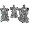 DRW Elefanti della saggezza sentire Vista e tacere Argento ceramica Set di 3 figure 14X8CM