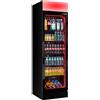 GGM Gastro Frigorifero per bevande - 345 litri - Design senza cornice - 1 porta in vetro - Luce rossa colorata - Luminosità regolabile - Cambio colore automatico - 5 ripiani - Nero - GK374USLED