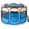 FM2018XSL Recinto per Animali Domestici, Portatile Gabbia, Tenda Cucciolo Gattino, Sala Parto Gatti, Recinzione Pieghevole in Tessuto Oxford Resistente (Blu + Beige, M(91 * 91 * 58cm))