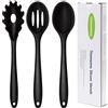 Thimmamma Cucchiai da cucina silicone, Set di 3 utensili da cucina in silicone resistenti al calore Cucchiaio forato et solido, Mestolo per Spaghetti per mescolare e servire, senza BPA, antiaderenti