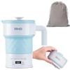 RHD Bollitore elettrico pieghevole portatile, piccolo bollitore da campeggio da 0,7 l, mini bollitore da 3 minuti, riscaldamento rapido da 1200 W, riscaldatore intelligente multifunzione pieghevole, blu