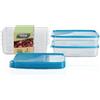 MiraHome Contenitore per alimenti contenitore per freezer 28x18x6,5 cm blu Qualità austriaca (2l Rettangolare Piso (6 Pz))