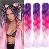 jooceebaby Viola/Rosa Rosso/Rosa Chiaro Extension Per Treccine Africane 24 Treccia Capelli Colorate Ombre Jumbo Treccia Extension Capelli Fibra Sintetica Treccia Di Scatola Synthetic Braiding Hair