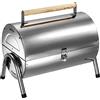 TecTake Griglia BBQ carbonella in Acciaio Inox 2 superfici per Grigliare Argento