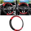 Adunsiaoto Coprivolante Auto in Pelle, Coprivolante Universale Traspirante Antiscivolo per Auto, Universale Traspirante in Fibra Di Carbonio Pelle Sport Elastico Auto Volante Copertura(Rosso)