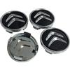 Buseu 4 Tappi Coprimozzo per Citroen 60mm C1 C3 C4 C5 C6 DS3 Fregi Cerchi in Lega Logo, Nero