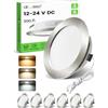 ALUSSO Set di 6 Faretti LED da Incasso, 12V led integrati 4W Cavo di Collegamento da 60 cm, Dimmerabili 3000K Bianco Caldo 4000K Bianca Naturale 6000K Bianca Fredda, Apertura Ø55mm - Ø58mm (NICHEL)