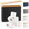 Lonbet - Cestino per carta igienica - Portacarta igienica - L'ultimo organizer da bagno - Cesto portaoggetti in bambù, cestino porta carta igienica, organizer per accessori da bagno