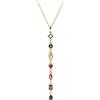 Bellitia Jewelry Collane Lunghe Ciondolo con Zirconi Cubici, Nappa Collana a Catena Moda in Argento Sterling 925 Placcato Oro per Donna, Gioielli con Pietre Multicolore