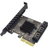 Happlignly SATA PCI E Adapter 6 Porte SATA 3.0 a PCI Express X4 Nero Scheda di Espansione SATA3.0 PCIe PCI-E SATA Controller per HDD