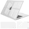 MOSISO Custodia Compatibile con MacBook Air 13 Cover M5 M4 M3 M2 2026-2022 A3449 A3240 A3113 A2681, Glitter Case per MacBook Air 13,6'' display Liquid Retina&Copritastiera&Pellicola, Trasparente