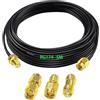 GTIWUNG Wifi Cavo di Prolunga, Antenna Extension Cable SMA 5m 16,4 Piedi, RF Coassiale SMA Maschio a SMA Femmina RG174 5 Metri, SMA Male to Female Connector + 3 Pezzi RF Coax SMA Adapter Kit