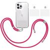 TBOC Pack: Cordino Catenella Laccio Strap Porta Cover [Fucsia] + 2 toppe di fissaggio aggiuntive Telefono Cellulare Collo - Tracolla Catenina cordini Phone Cellulari Telefoni Universale Laccetti