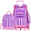 ZHANAO Rolling Trolley Bag Ruote Zaino Bowknot per Ragazze Primario Schoolbag 3 Pz con Crossbody Bag Astuccio, Viola, 6-wheel, Zaini Daypack
