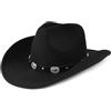 Zylioo XS-XXL Cappello da cowboy in feltro per uomo e donna, cappello western con tesa larga, cappello invernale Fedora Panama, Nero cowboy, S/M