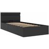 vidaXL Giroletto Idraulico con Contenitore e LED Moderno Salvaspazio Robusto a Doghe Letto Imbottito Struttura Telaio Nero in Similpelle 90x200cm