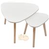 HUOLE Set 2 Tavolini da Salotto,Tavolini Sovrapponibili Stile Scandinavo,Tavolino da caffè Impilabili in Legno,Per Soggiorno,Camera da letto,studio,due triangoli - bianchi