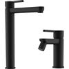 Parama Set miscelatore lavabo alto e bidet senza scarico in ottone nero opaco | Virna