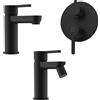 Parama Set miscelatore lavabo e bidet senza scarico ed incasso doccia con deviatore in ottone nero opaco | Virna