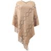 Rayson Poncho Maglione Donna Mantella Scialle Pullover Perle Poncho con Frange Moda Maglia Grossa Poncho Irregular Moda Giovane Top Scialle Cappotto Autunno Inverno,Cachi