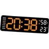Generic Orologio Da Parete Digitale Orologio Da Tavolo Sospeso con Temperatura Settimana Orologio Da Parete a LED Orologio Da Parete Moderno per Sogg, arancione chiaro nero