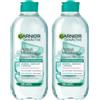 Garnier SkinActive Acqua Micellare Hyaluronic Aloe Tutto in 1 Detergente Struccante Rimpolpante Senza Risciacquo per Pelli Sensibili - 2 Flaconi da 400ml