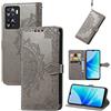 Fertuo Cover per OPPO A57 4G / A57S / A77 4G, Custodia Portafoglio a Libro in Pelle Flip Cover con Porta Carte, Chiusura Magnetica [Disegni di Mandala] Case Antiurto per OPPO A57 4G, Grigio