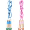 OTraki 2 Pezzi Corda per Saltare per Bambini Regolabile Jump Rope Salto Corda in Cotone con Manico in Legno Naturale Skipping Rope per Bambini Adulti e Donne Uomo per Sport e Fitness