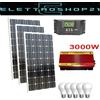 Kit Fotovoltaico 3KW Pwm Inverter 3000W Pannello Solare 300W regolatore 50 amp