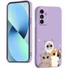 WOKEZ Cover per Samsung Galaxy A55 5G con Gattino, Protezione Liquido Silicone Custodia per Samsung A55 5G, Morbida Antigraffio Full Body Case Protettiva-Viola01