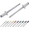 Marcopol Confezione da 50 rivetti ciechi verniciati, 3,2 x 8 mm, testa a cupola, DIN 7337, rivetti in alluminio e mandrino in acciaio, rivetti pop (50, grigio bianco RAL 9002)