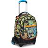 PRESTIGE & DELUXE Trolley Jack-3WD ScuolaRexMe Dinosauro con zaino staccabile By Seven + 7 penne a scatto e portachiave fischietto