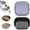 Diboniur Teglia per Friggitrice ad Aria 5-8L, 2 Pezzi Silicone Contenitori per Friggitrice ad Aria, Riutilizzabile Quadrato Tappetino Stampi in Silicone per Airfryer, Microonde, Forno (Nero e Grigio)