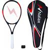 Nalax - Racchetta da tennis in fibra di carbonio, per adulti e giovani, super leggera, ammortizzante, con borsa per il trasporto, nastro antiscivolo per uomini, donne, professionisti e principianti
