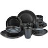 Creatable, 22699, serie Industrial Gold Black - Servizio da tavola da 16 pezzi, in gres