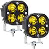 Willpower 2x Mini Faro LED 3 Pollici 30W 3000LM, Faretto LED 12V 24V, Spotlight Luci da Lavoro Fendinebbia per Trattore Fuoristrada Camion Escavatore Barca Auto ATV 4x4 Moto, 3500K Giallo, IP67