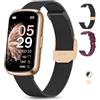 RUXINGX Smartwatch Donna, Orologio Contapassi con 24 Sport, 24H Cardiofrequenzimetro, SpO2, Ciclo Mestruale, Sonno, IP68 Orologio Fitness Activity Tracker Notifiche, Smartband per Android iOS Nero Oro