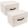 TYEERS Scatole Portaoggetti Tessuto, Lavabile, Scatole con Coperchio Pieghevole, 38x25x25 cm, Set di 2, Beige