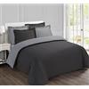 VISION Parure Copripiumino Reversibile 100% Cotone per Letto Matrimoniale maxi - Grigio Antracite | 1 Copripiumino (260×240 cm) + 2 Federe (65×65 cm) | 57 Fili/cm² | Morbido e Confortevole | Oeko-Tex