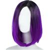 Lurrose Parrucche sintetiche colorate corte ad alta temperatura da donna in pizzo sfumato dritto Bob Cosplay parrucca capelli umani Cap viola