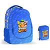 PRESTIGE & DELUXE Zaino Scuola Stumble Guys Tondo 3 scomparti + Astuccio 3 piani completo + omaggio 7 penne cancellabili e portachiave personaggio